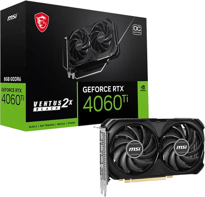 Відеокарта GeForce RTX 4060 Ti 8GB MSI Ventus 2X Black OC (RTX 4060 Ti VENTUS 2X BLACK 8G OC) Б/В - фото 2