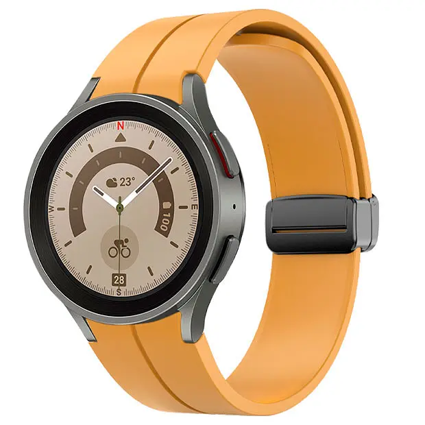Браслет Cls-black для Samsung Galaxy Watch 5 - желто-горчичный ширина крепления 20мм силикон Watchbands (W33-5WB12227561) - фото 2