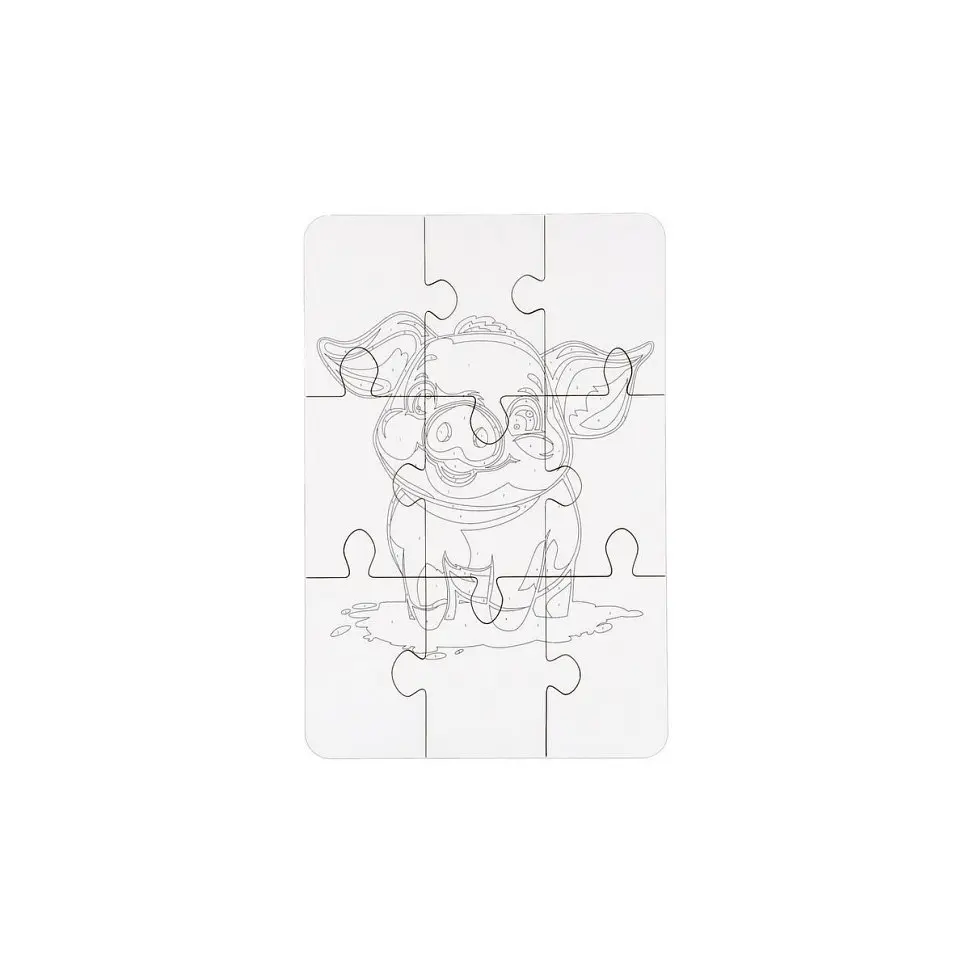 Деревянный пазл-раскраска А5 "Поросенок" PuzzleOK Puz-22939 кисточка, краски, клейкая пленка - фото 6