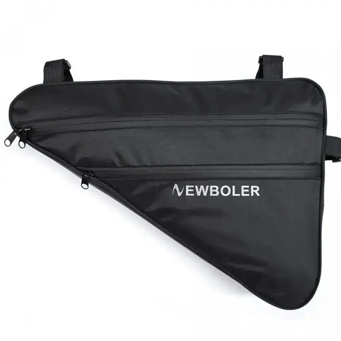 Сумка велосипедна NEWBOLER BG-0853 трикутна під раму, чорна, з відділеннями на блискавці