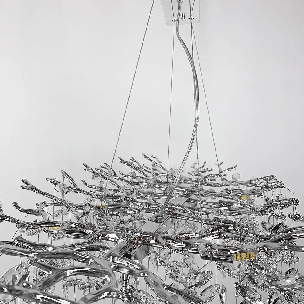 Удлиненная серебряная люстра DIAMINA с хрустальными камнями в корпусе 100 см | Ст. 33007-L1000*400 CH | Line F - фото 5