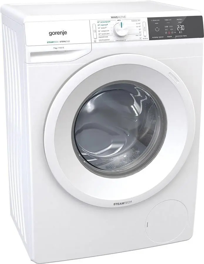Стиральная машина Gorenje с фронтальной загрузкой WE71S3S, 7кг, 1100, A+++, Пар, глубина 46.5см, Дисплей, Белый (WE71S3S) - фото 2