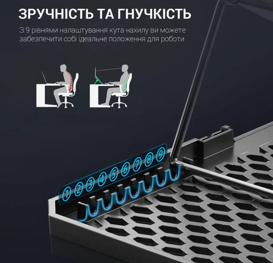 Охолоджувальна підставка для ноутбука до 17,3 дюймів GamePro GPCP-940 6xfans - фото 14