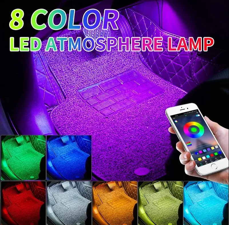 LED Підсвічування Салону ніонове 12V 22x4см RGB5050 (APP Bluetooth USB) 4 шт. - фото 2
