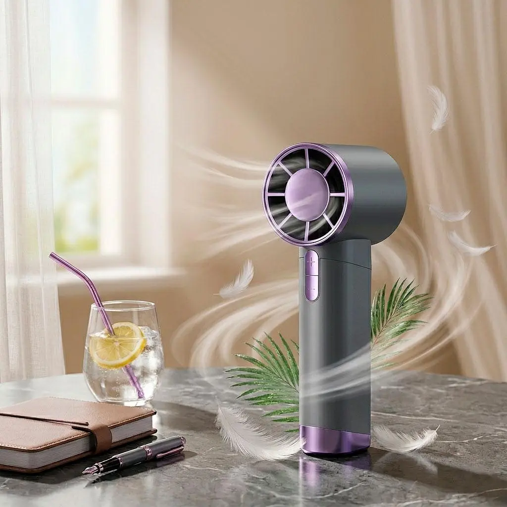 Портативний мінівентилятор Wuji Handheld Fan DS1013 на акумуляторі, 3,8 Вт, сіро-фіолетовий, ручний вентилятор - фото 2