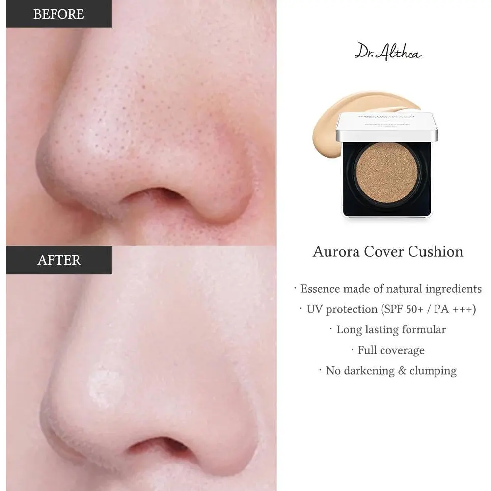 Кушон тональный №21 Dr. Althea Aurora Cover Cushion SPF 50+, PA+++, 15 гр х 2 шт. - фото 8