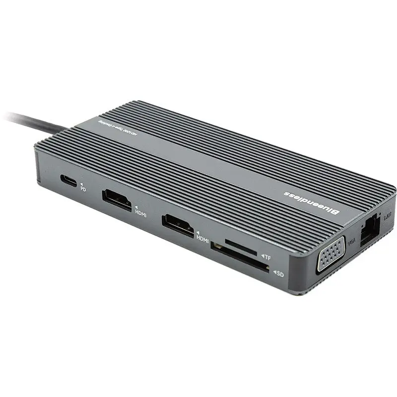 USB-хаб Blueendless USB Type-C 12-в-1 Сірий (CA913886) - фото 3