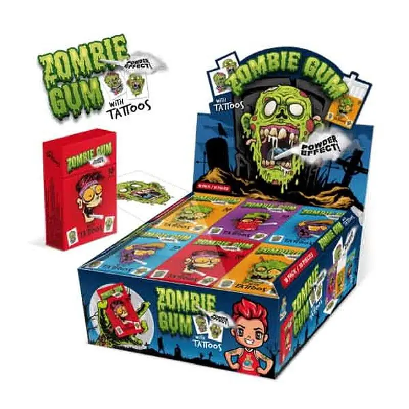 Жувальні гумки Zombie Gum Bubble Wit Tattoos Gumy Owocowe Z Efektem Dymu 10шт 35г - фото 6