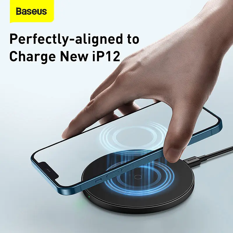 Зарядний пристрій Qi BASEUS Simple Magnetic Wireless Charger (набір для IP12) 15 W (WXJK-E01) чорний - фото 4