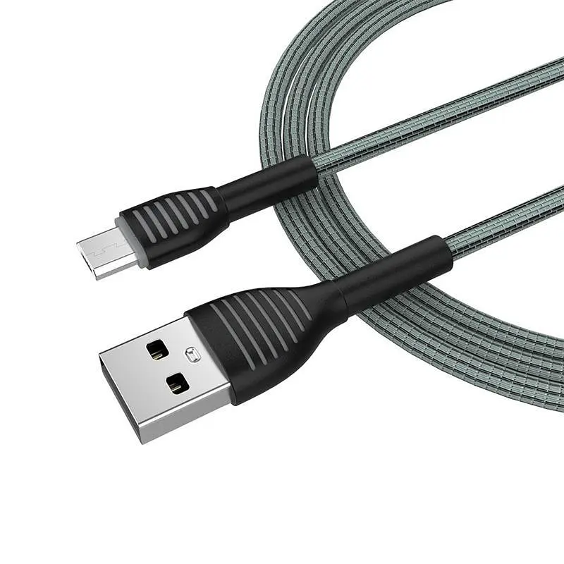 Кабель ColorWay USB - micro USB (M/M), Braided Cloth, 3 А, 1 м, Сірий (CW-CBUM041-GR) - фото 4
