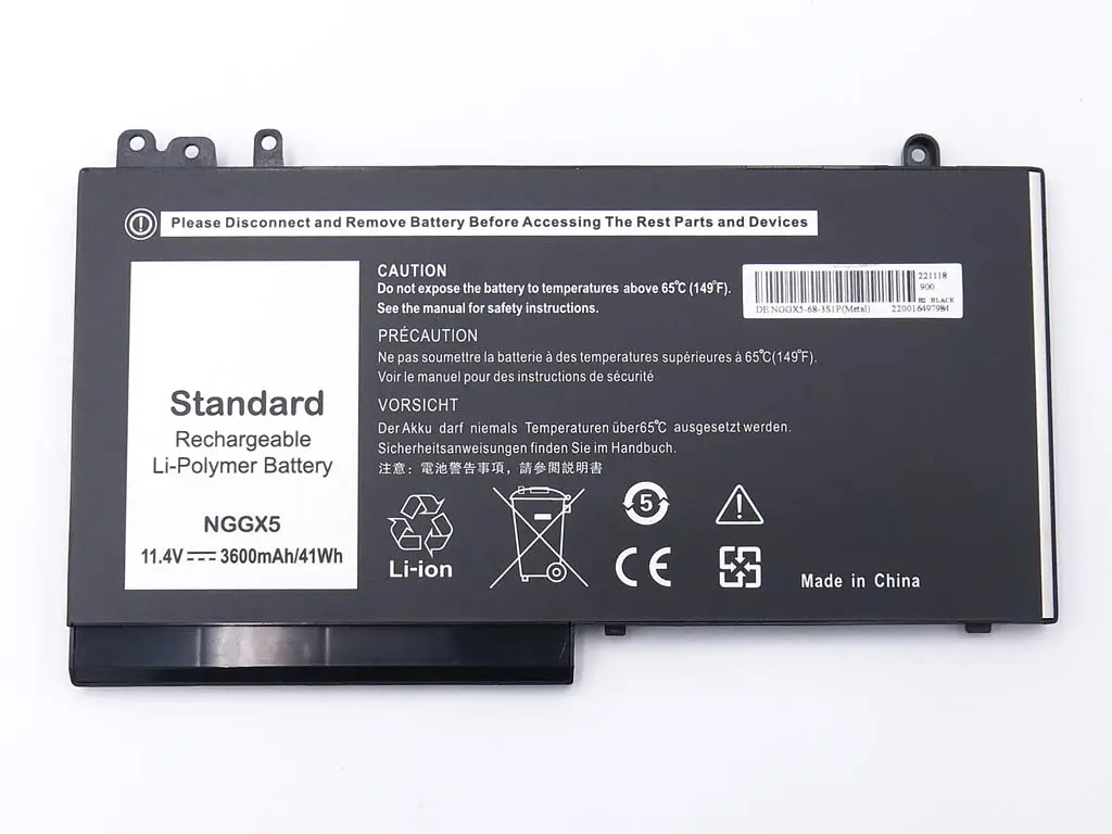 Акумулятор NGGX5 для Dell Latitude E5250 (0RDRH9, RDRH9) (11.4V 3600 mAh 41Wh) (Metal Case) - фото 2