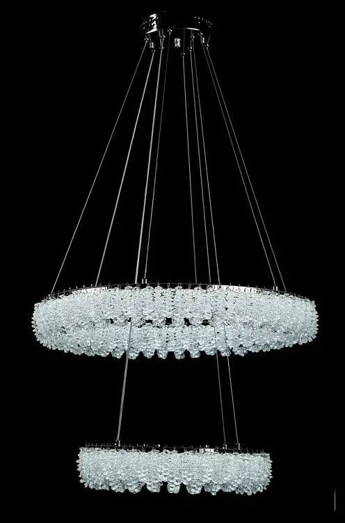Двоярусна підвісна кришталева люстра L33038/600+400/2 LED (CH) - хром, 182 Вт, діаметр 60 см, від 16 до 25 м2 - фото 4