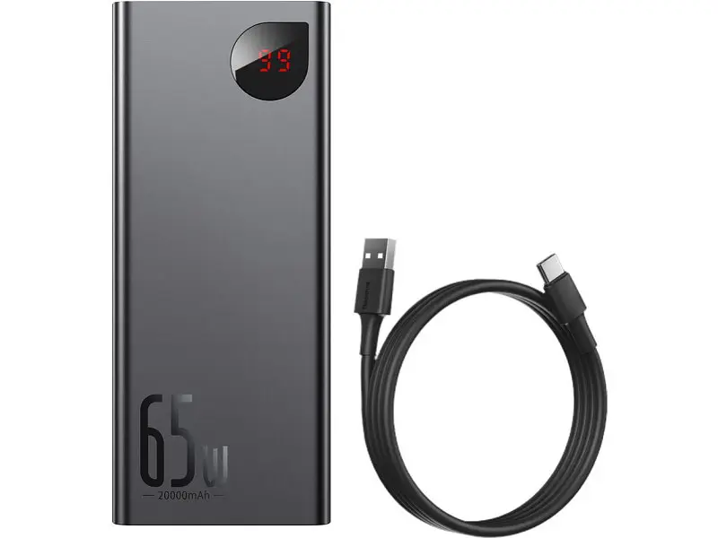 Зовнішній акумулятор (Power Bank) BASEUS Adaman Metal Digital Display Quick Charge Power Bank 65W 20000mAh Black (PPIMDA-D01) - фото 2