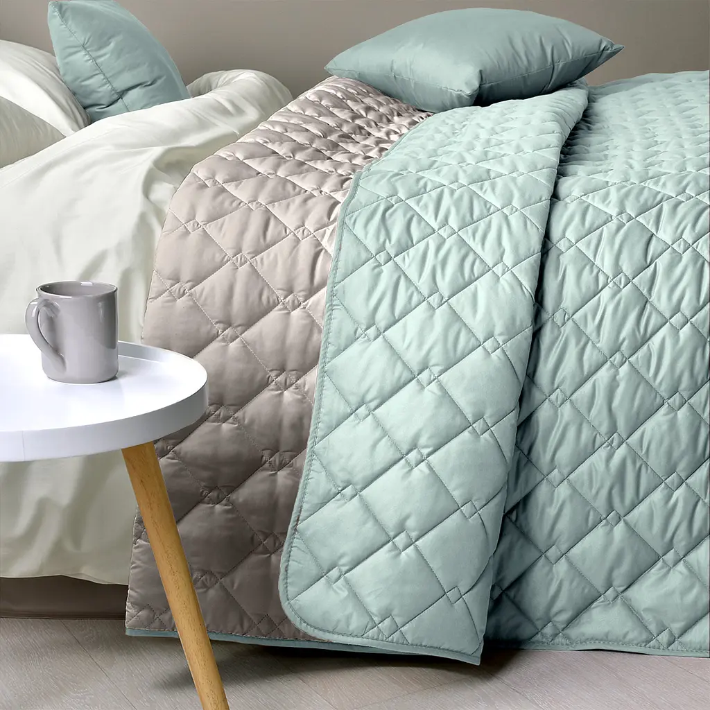 Двостороннє покривало Ideia Стиль Cube м'ята та світло-сірий 240 х 210 см (8-32405) - фото 8