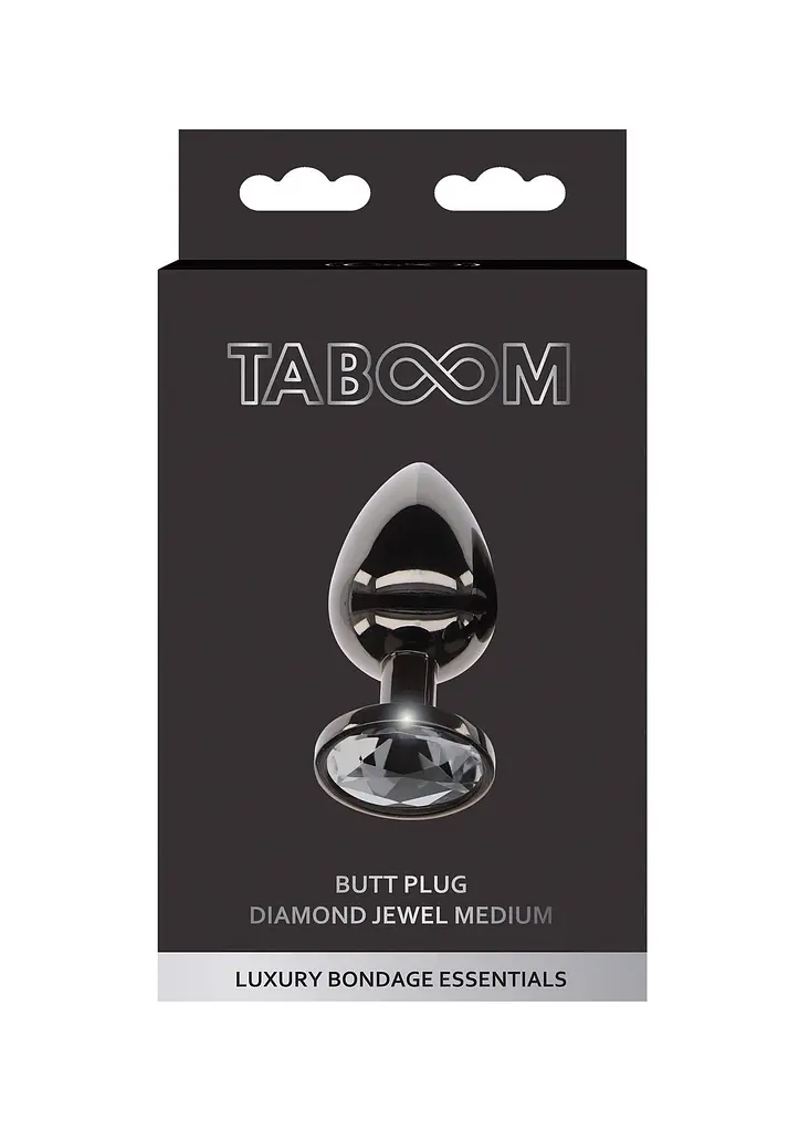 Анальна пробка Taboom Butt Plug With Diamond Jewel M, 8,5 см (чорний) - фото 3