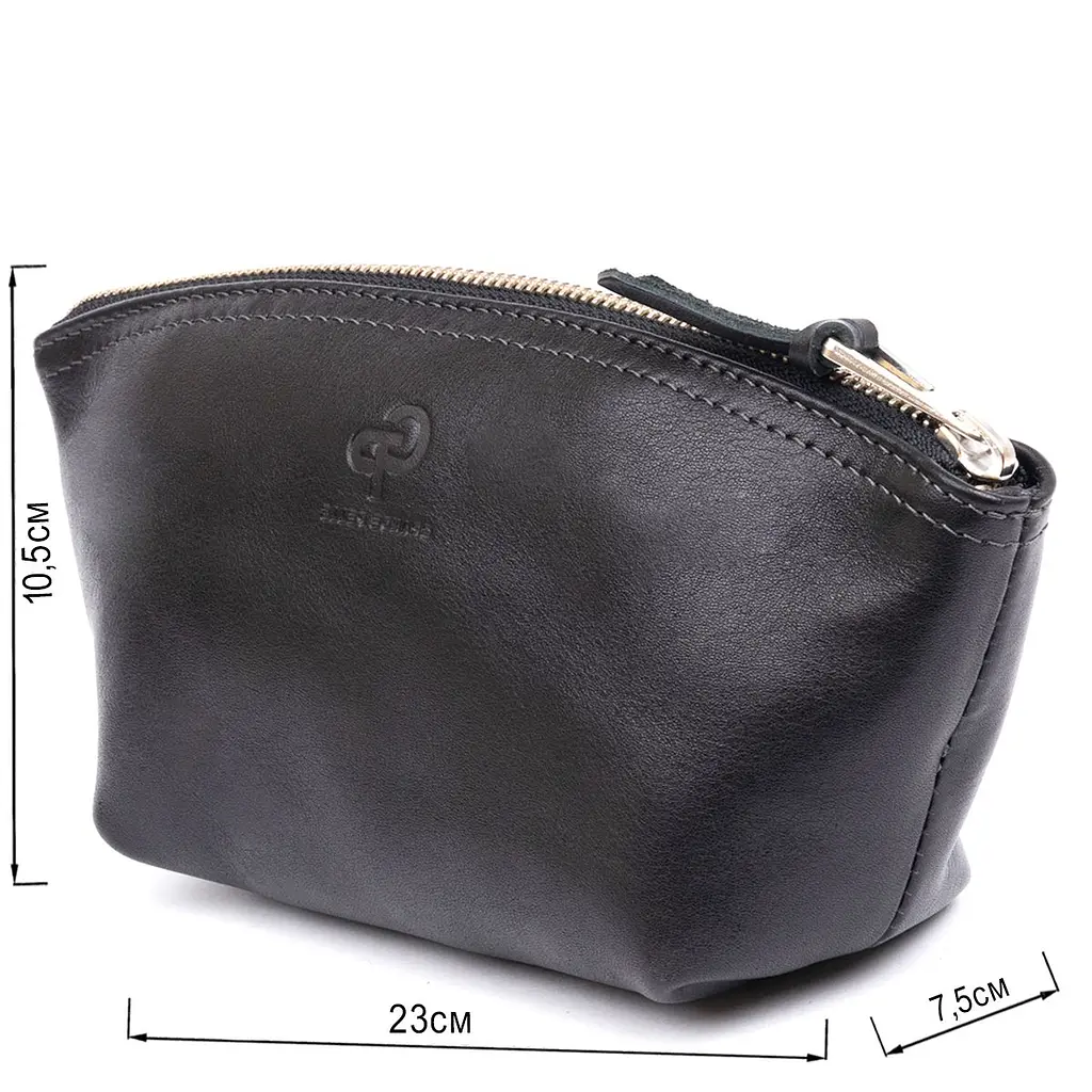 Жіноча косметичка зі шкіри Amelin Grande Pelle 11302 чорна - фото 3
