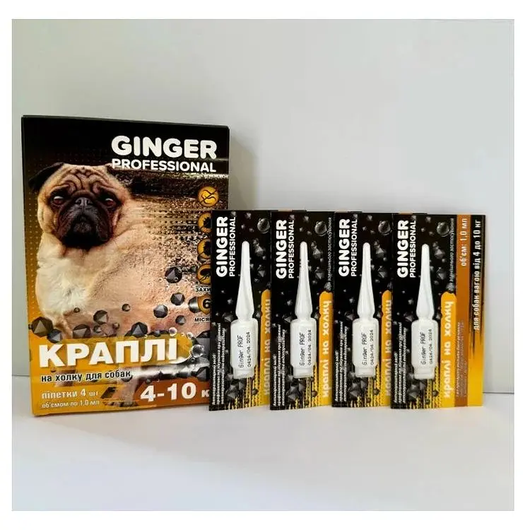 Краплі на холку Ginger Professional для собак 4-10 кг 1 мл №4 імідаклоприд, івермектин, метопрен (35081) - фото 2