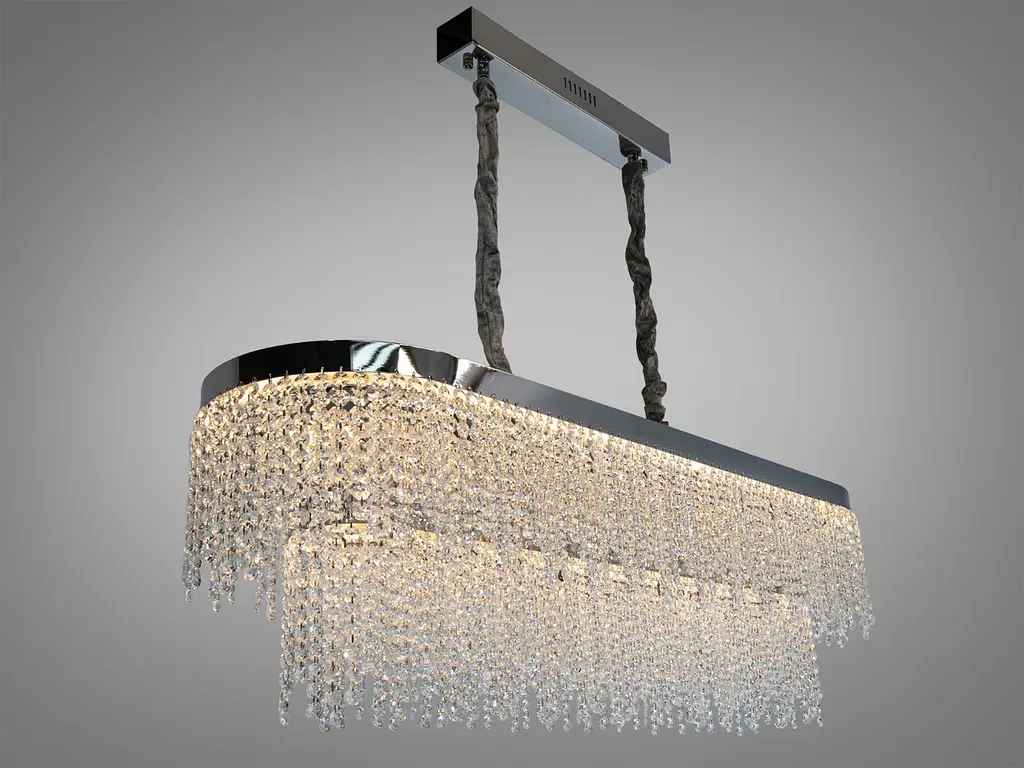Овальна кришталева люстра Diasha 376-L1000x300CH LED-модель з потужністю 250 Вт, завдовжки 99 см і каскадним блиском - фото 3