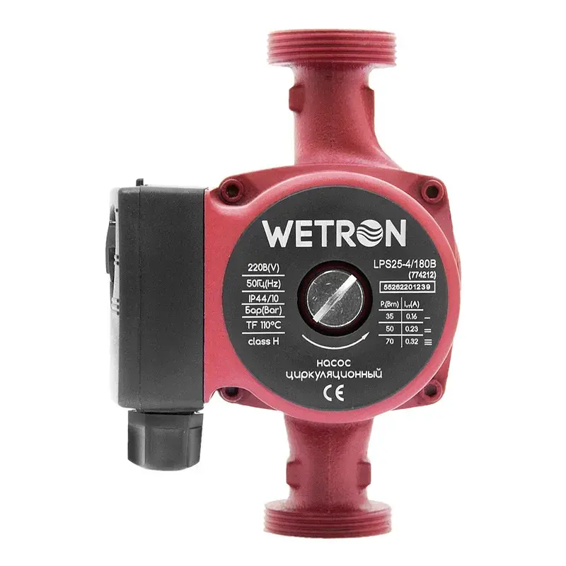 Насос циркуляційний 75Вт Hmax 4м Qmax 40л/хв Ø1½" 180мм бордо+гайки Ø1" WETRON LР525–4/180В (774212) - фото 3
