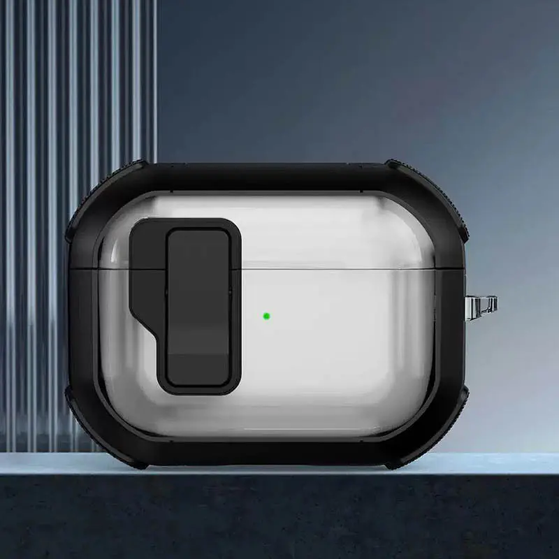 Футляр протиударний Locking Button для навушників Airpods Pro 2 / Pro Black - фото 2