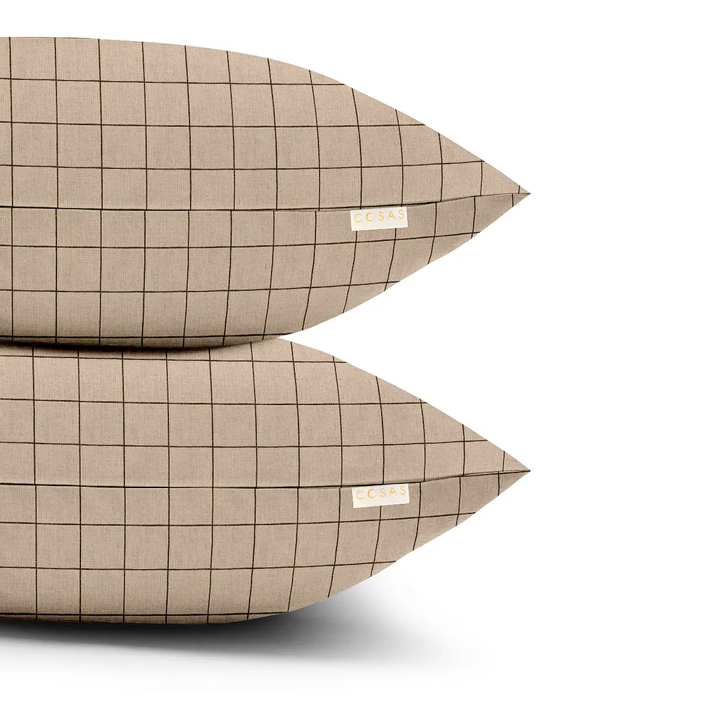 Комплект постільної білизни Cosas полуторний з простирадлом на резинці BEIGE GEOMETRY CS5 160 x 220 см (CellAshbeige_El-78Olive_160) - фото 4
