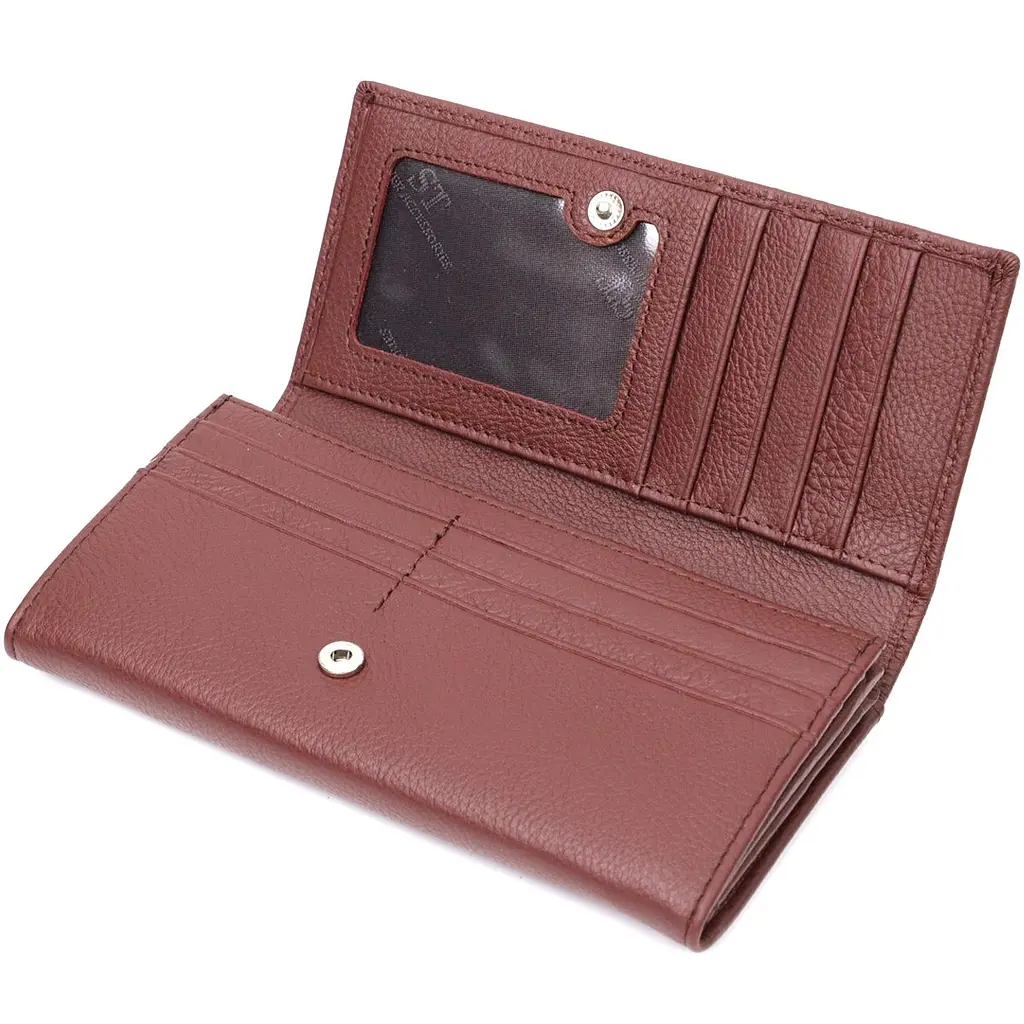 Практичний та жіночний гаманець із натуральної шкіри ST Leather 19428 бордовий - фото 5