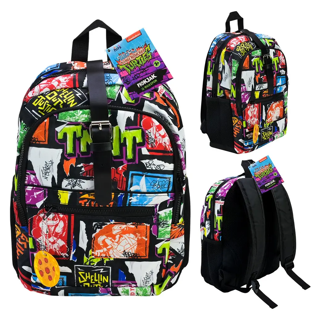 Дитячий рюкзак Kids hits TMNT з принтом графіті та брелоком піци (KH76/002L)