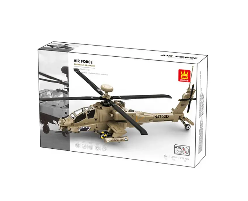 Конструктор вертоліт WANGE AH-64 Apache гелікоптер армії США військова авіація техніка, 259 деталей - фото 2