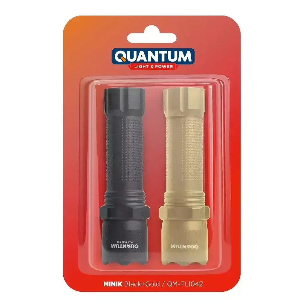 Ліхтар Quantum QM-FL1042 Minik 3W LED з USB Black-Gold, 2 шт./уп. (QM-FL1042)
