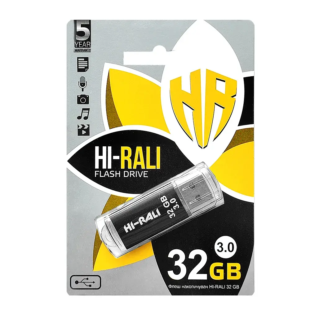 Флеш-накопичувач USB3.0 32GB Hi-Rali Rocket Series Black (HI-32GB3VCBK) - фото 2