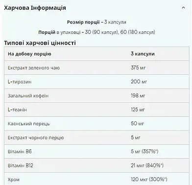 Жироспалювач Myvitamins Thermopure 180 капсул - фото 2