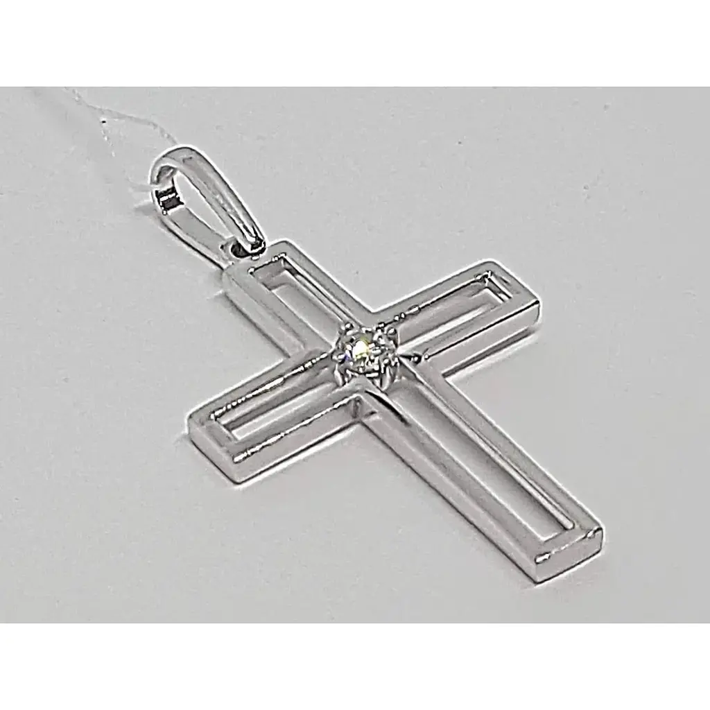 Срібний хрест Лазурит з фианитом. 36045Р - фото 2