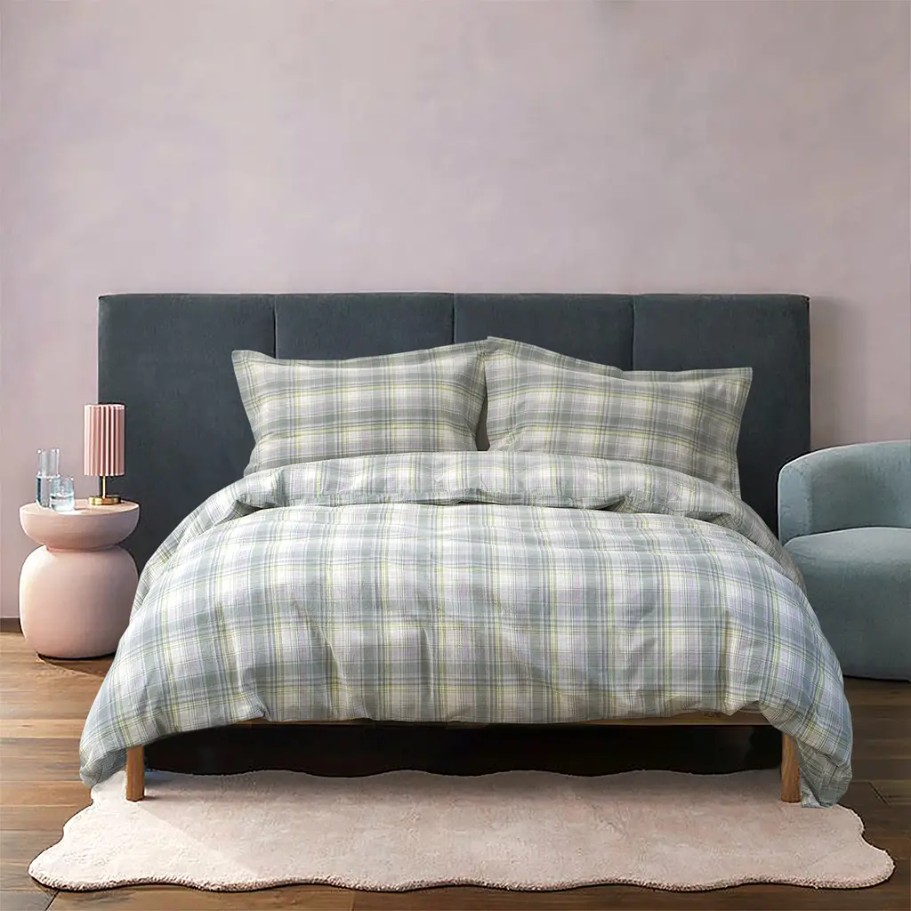 Постельное белье Lotus Home - Checked Madras зеленый евро - фото 2