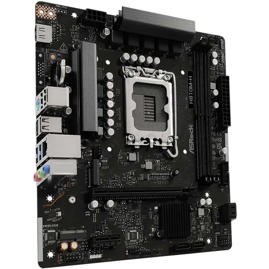 AsRock H810M-H (1851/H810, 2*DDR5, PCIex16, HDMI, 4xSATA, M.2, Glan, 7.1ch, mATX) - фото 2