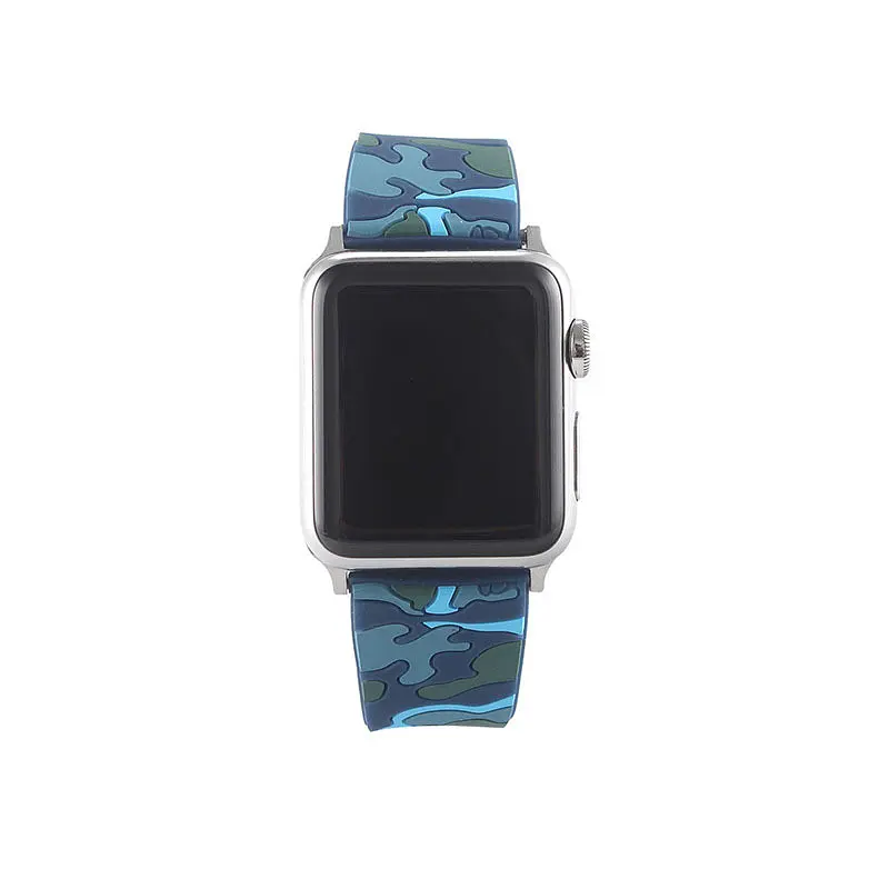 Ремінець Creasted для годинника Apple Watch 38 мм 40 мм силіконовий з пряжкою, Camouflage with blue - фото 3