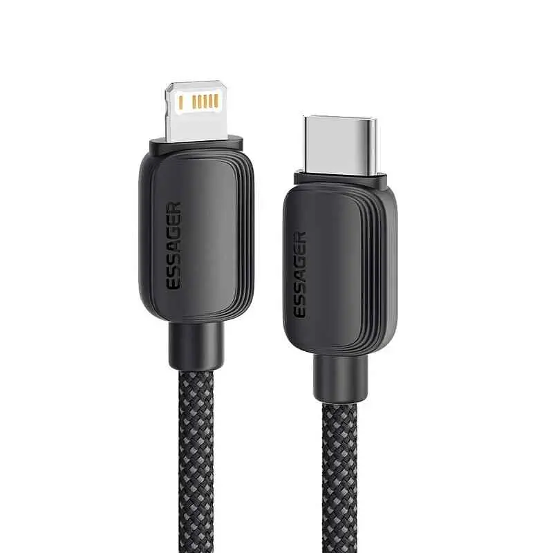 Швидка зарядка iPhone компактний GaN-блок 20 Вт на два порти та нейлоновий кабель USB-C — Lightning - фото 2