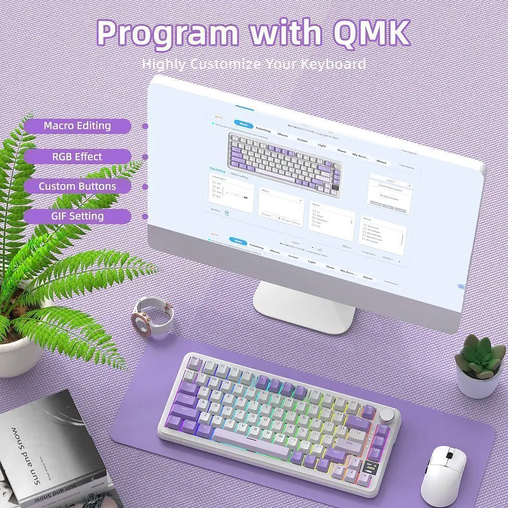 Клавіатура Attack Shark X85 Pro RGB Linear Blueberry Switches Wireless Lavender (AS-6972792471105-L) [166722] - фото 8