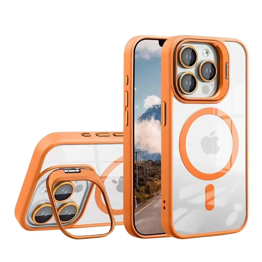 Чохол із підставкою MagSafe TPU PC Metal Stand Case Apple iPhone 15 Pro Max Orange - фото 3