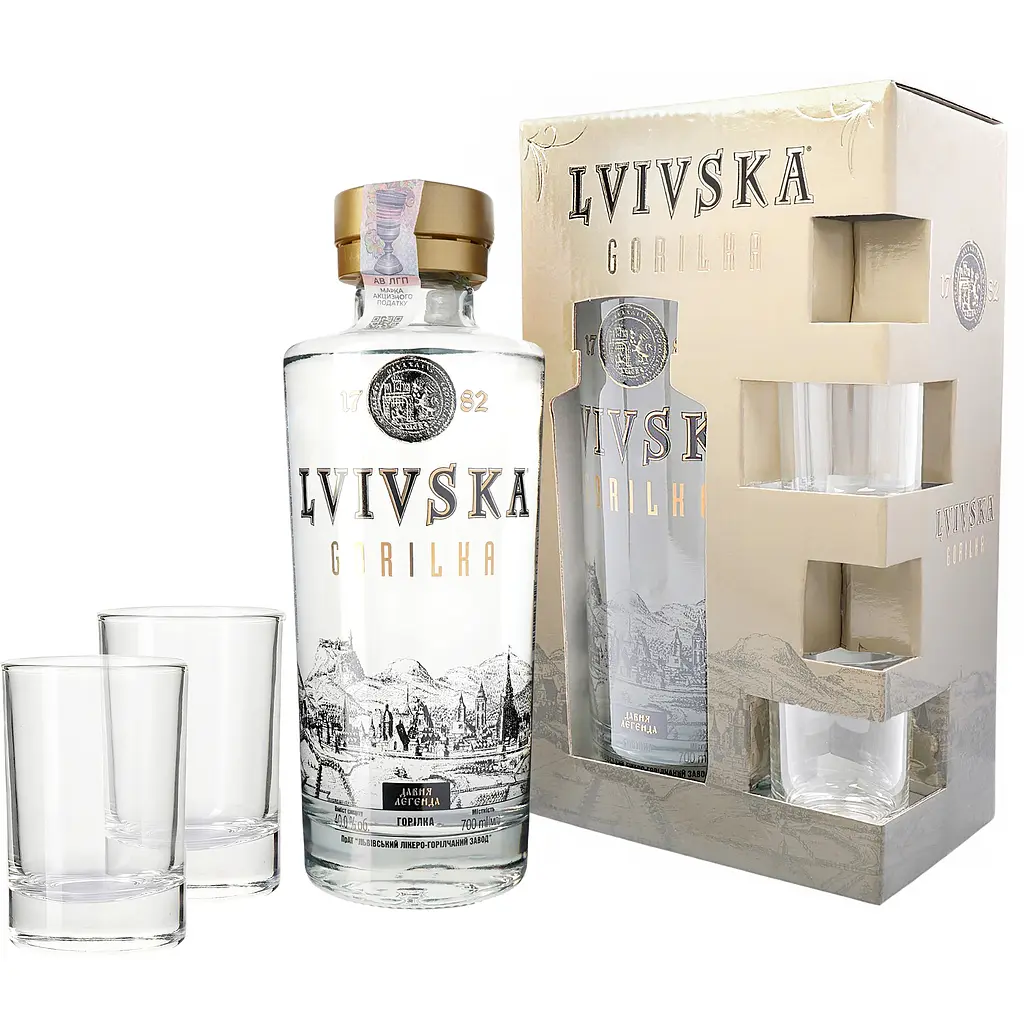 Горілка Lvivska gorilka Давня легенда 40% 0.7 л + 2 чарки