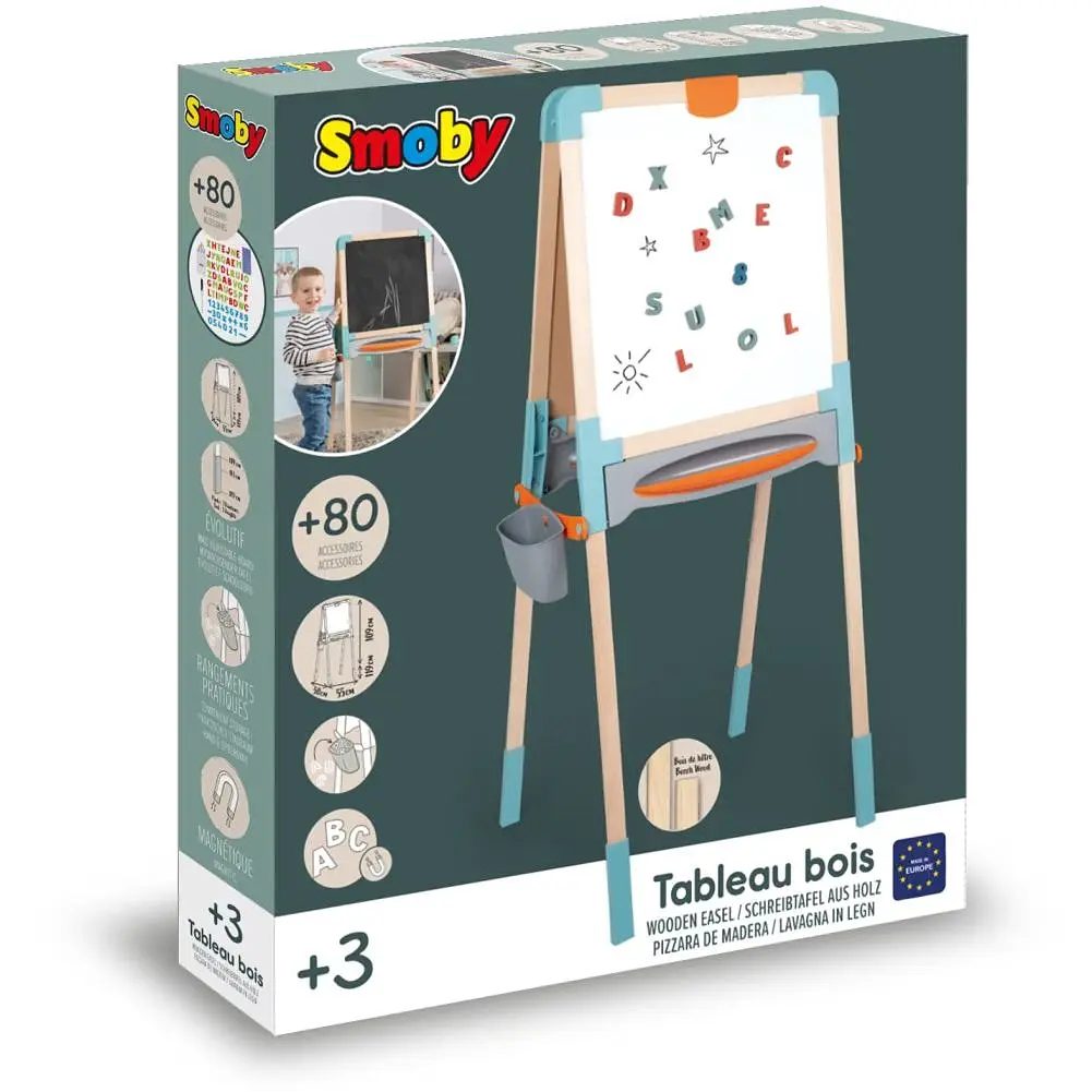 Мольберт Smoby Toys Веселе навчання двосторонній дерев'яний 50х55х120 см (410401) - фото 3