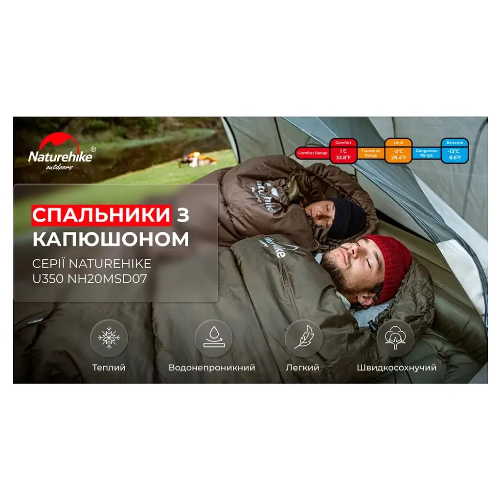 Спальний мішок Naturehike U350 NH20MSD07 Hollow Cotton Right Brown (6927595767221-R) - фото 11
