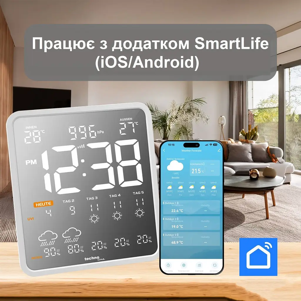 Метеостанція Technoline Tuya Smart/SmartLife WD3035 White (WD3035) - фото 4