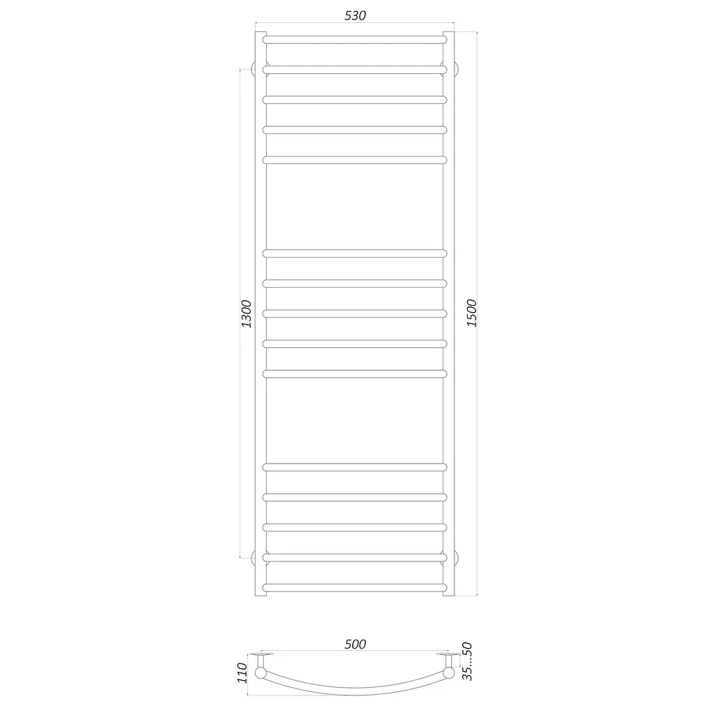 Рушникосушарка UNIO LDE W 1500-500-15 Драбинка Дуга Еліт (21427) - фото 4