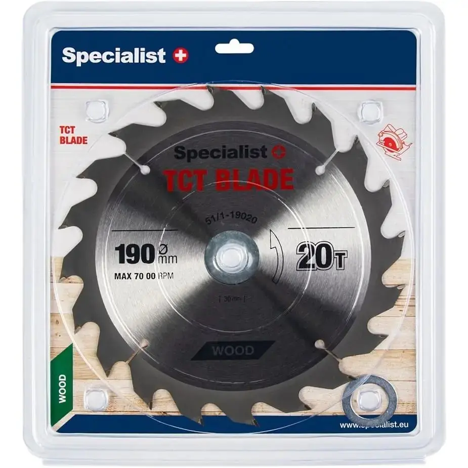 Диск відрізний Specialist+ по дереву 190x20Tx30/20/16 мм (51/1-19020)