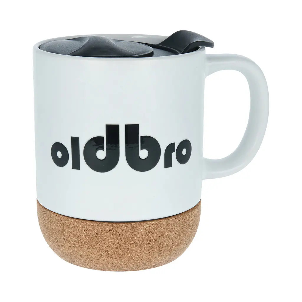 Керамическая кофейная кружка OldBro classic White 414 мл с пробковым дном и крышкой - фото 2