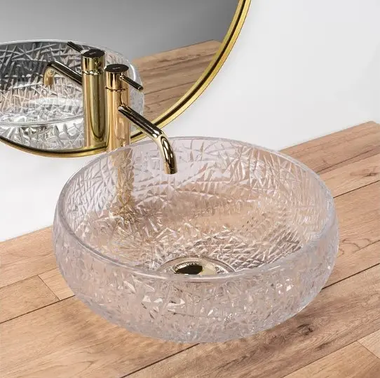 Умивальник Rea Ise 40x40 transparent (cristal) (REA-U5070), Глянцева - фото 2