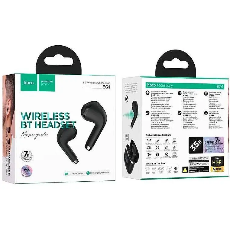 Навушники Hoco EQ1 Music guide true wireless BT 5.3 чорні - фото 2
