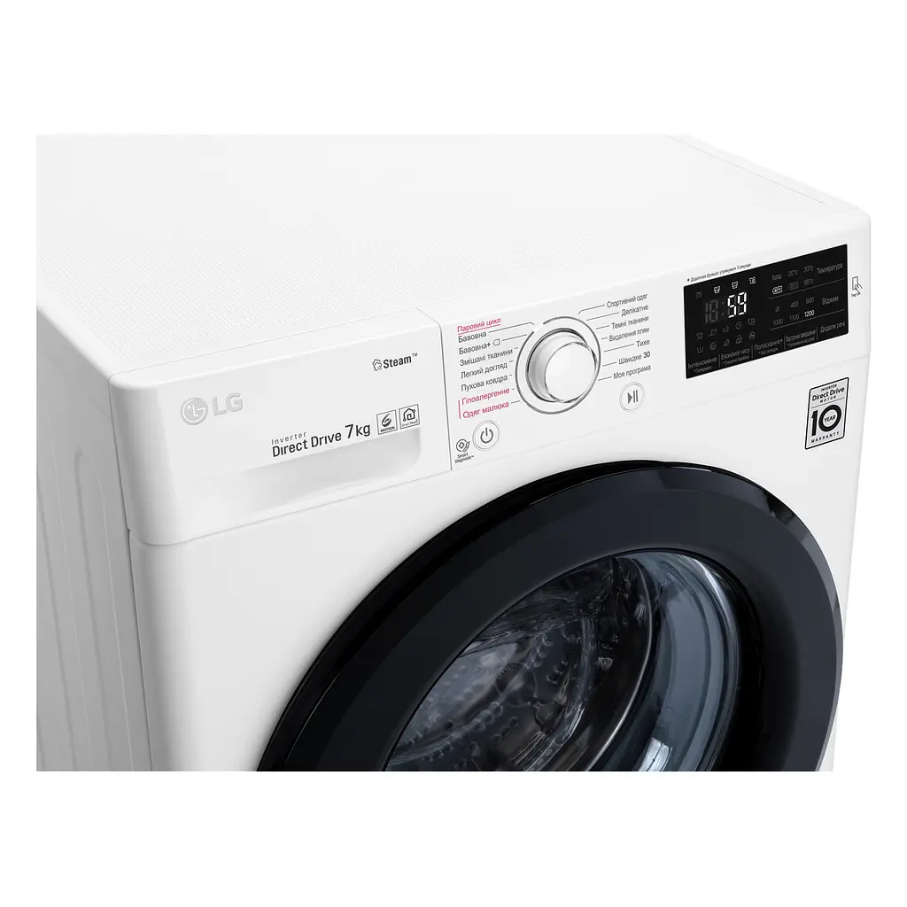 Пральна машина LG з фронтальним завантаженням F2J5HS6W, 7кг, 1200, A+++-10%, Пар, глибина 45см, Дисплей, Інвертор, Білий (F2J5HS6W) - фото 9