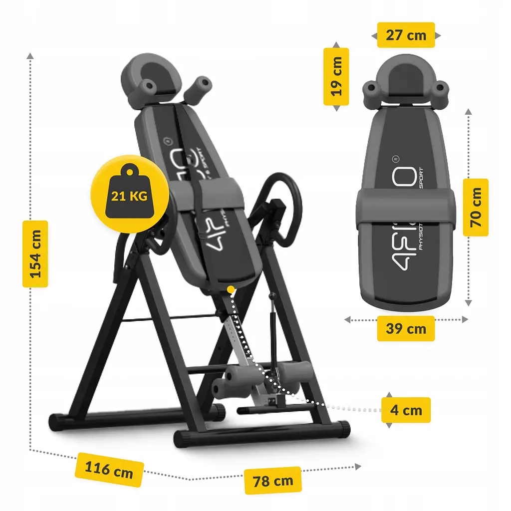 Стіл інверсійний 4FIZJO регульований 4FJ0655 Black/Grey (P-5905973401951) - фото 2