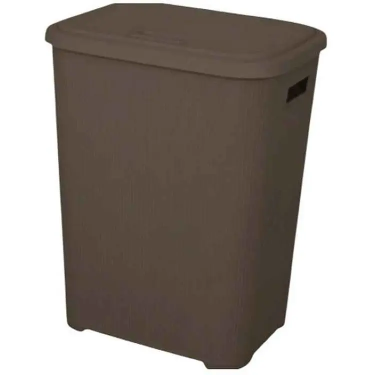 Кошик для білизни ELIF PLASTIK 67л коричневий з кришкою з/руч.